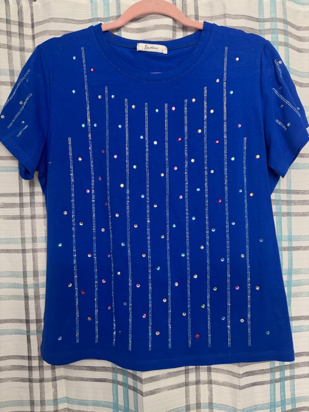 Embellished Royal Blue Short Sleeve Tee